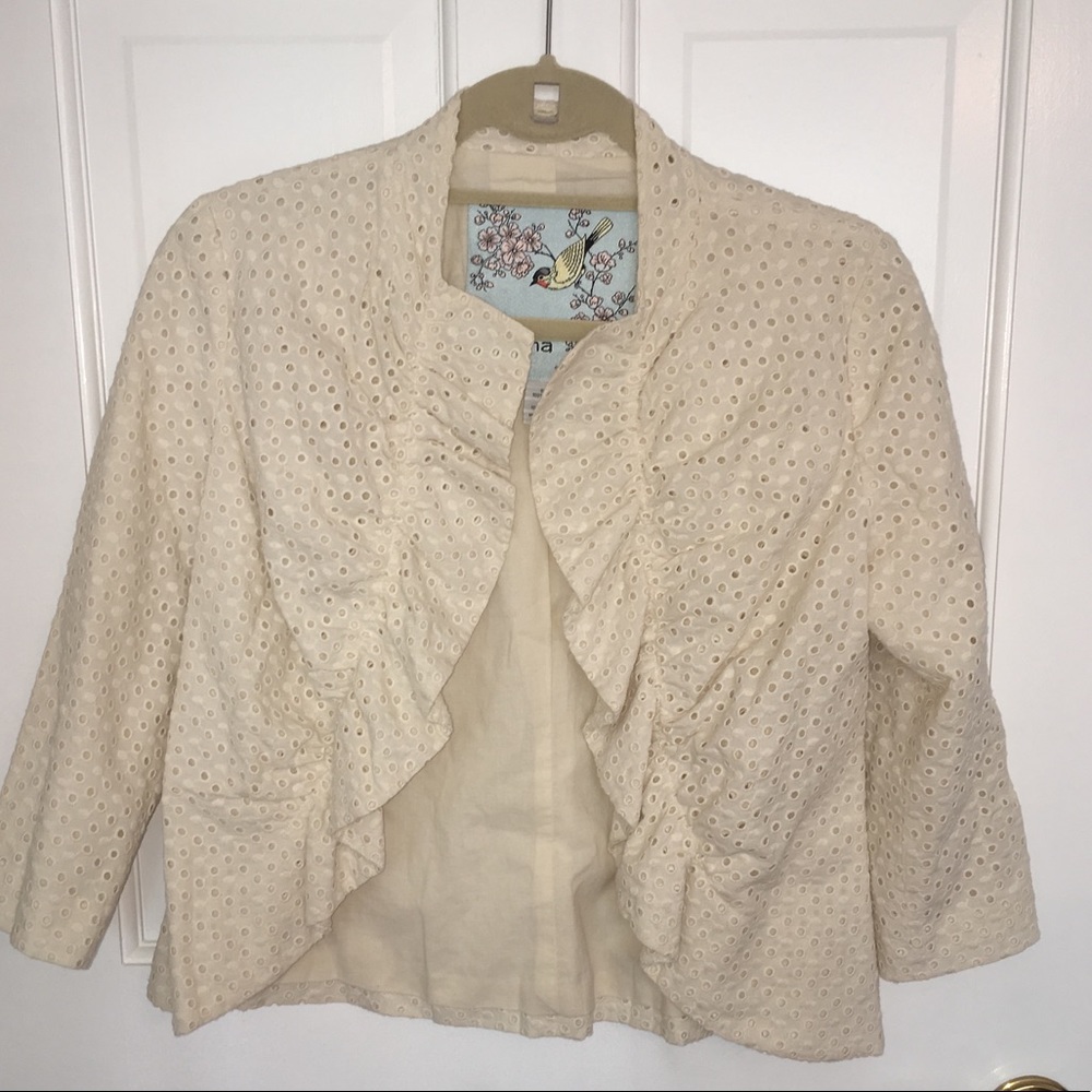 Tabitha Cropped 3/4 Sleeve Crochet Blazer